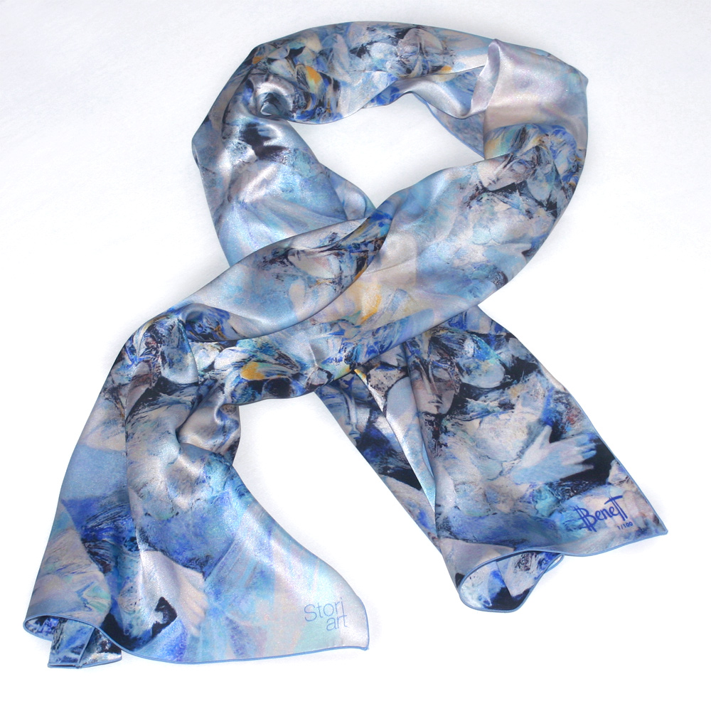 Silk art scarf - Les magiciens de Venise