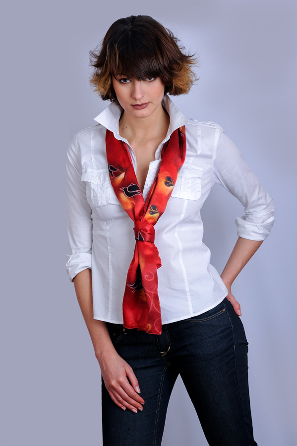 'Bouquet d'hirondelles' Silk art scarf
